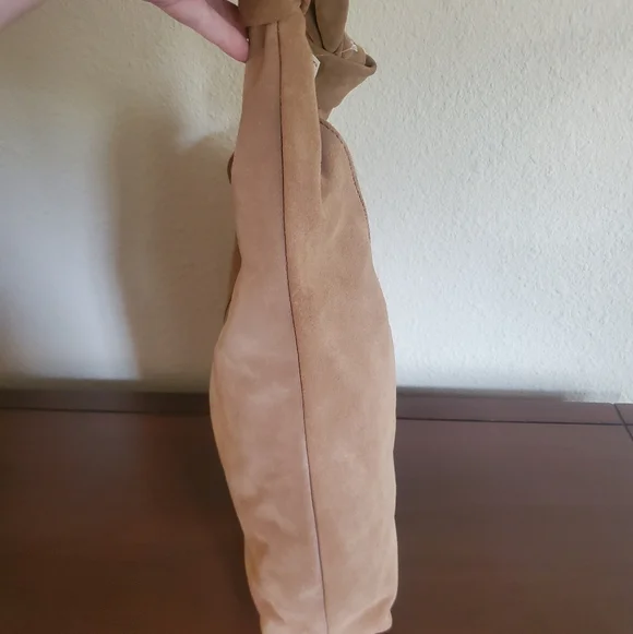 American Leather Co Light Tan (Peanut) Suede Brooklyn Style Soft Slouchy Hobo - Picture 7 of 11